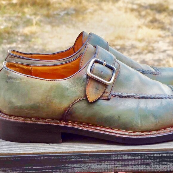 SALE - Sutor Mantellassi 8.5 Italian Multicolor Monk Strap Men’s Dress Shoes main image 5